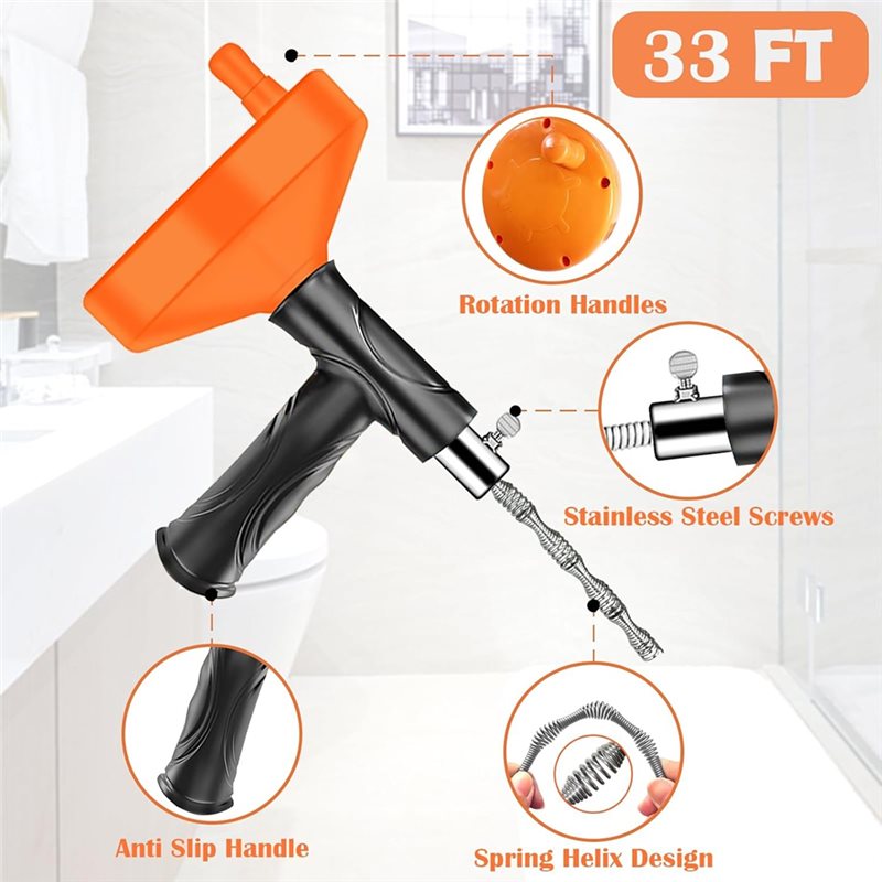 ABGH-Drains Snake Auger 33 Ft  - Plumbing Snake Drain 评论和价格