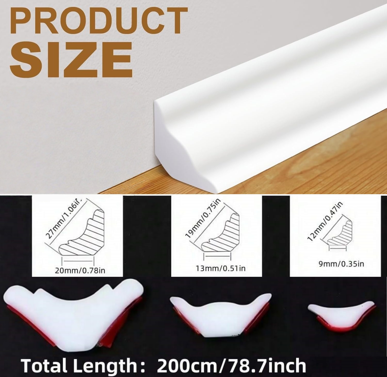 1pc Self-Adhesive TPE Material - Baseboard Molding Trim 评论和价格