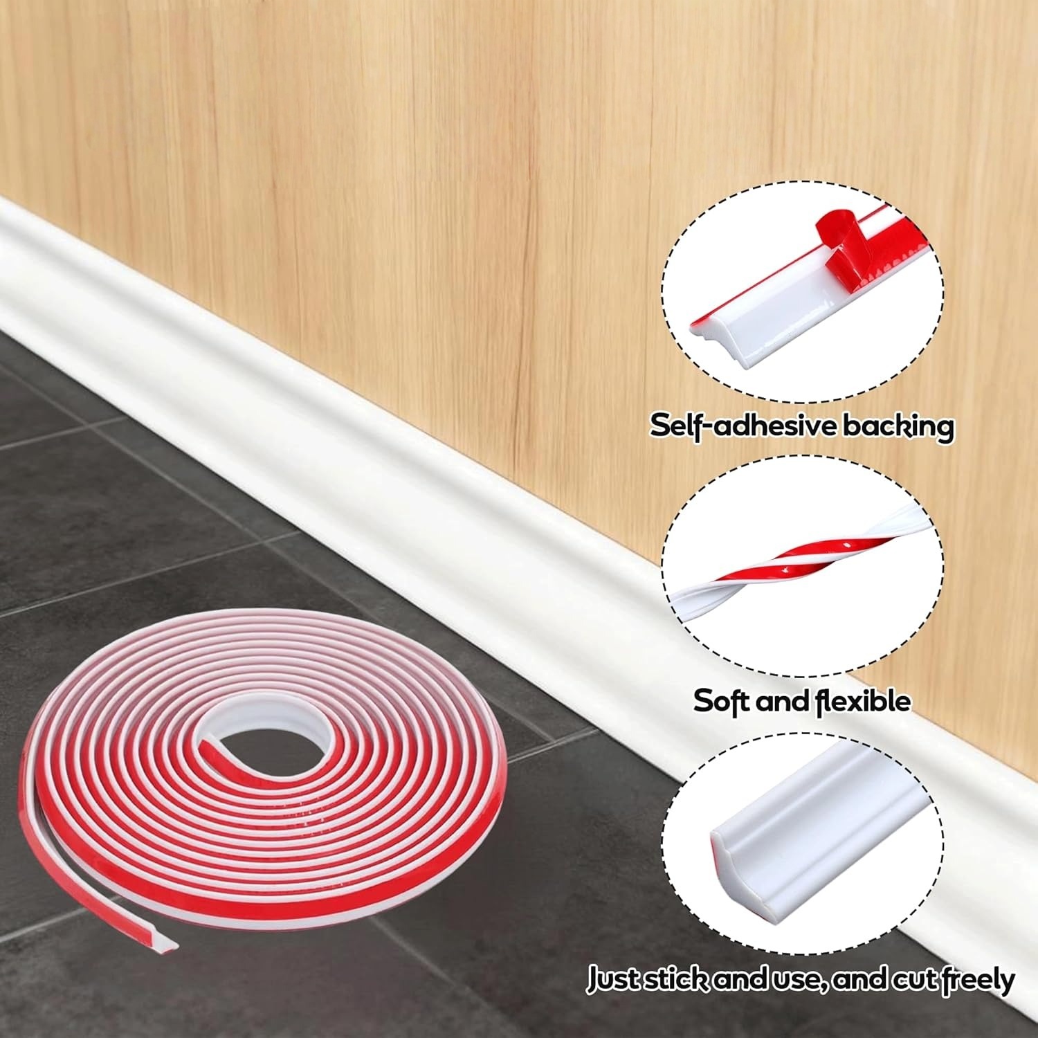 1pc Self-Adhesive TPE Material - Baseboard Molding Trim 评论和价格