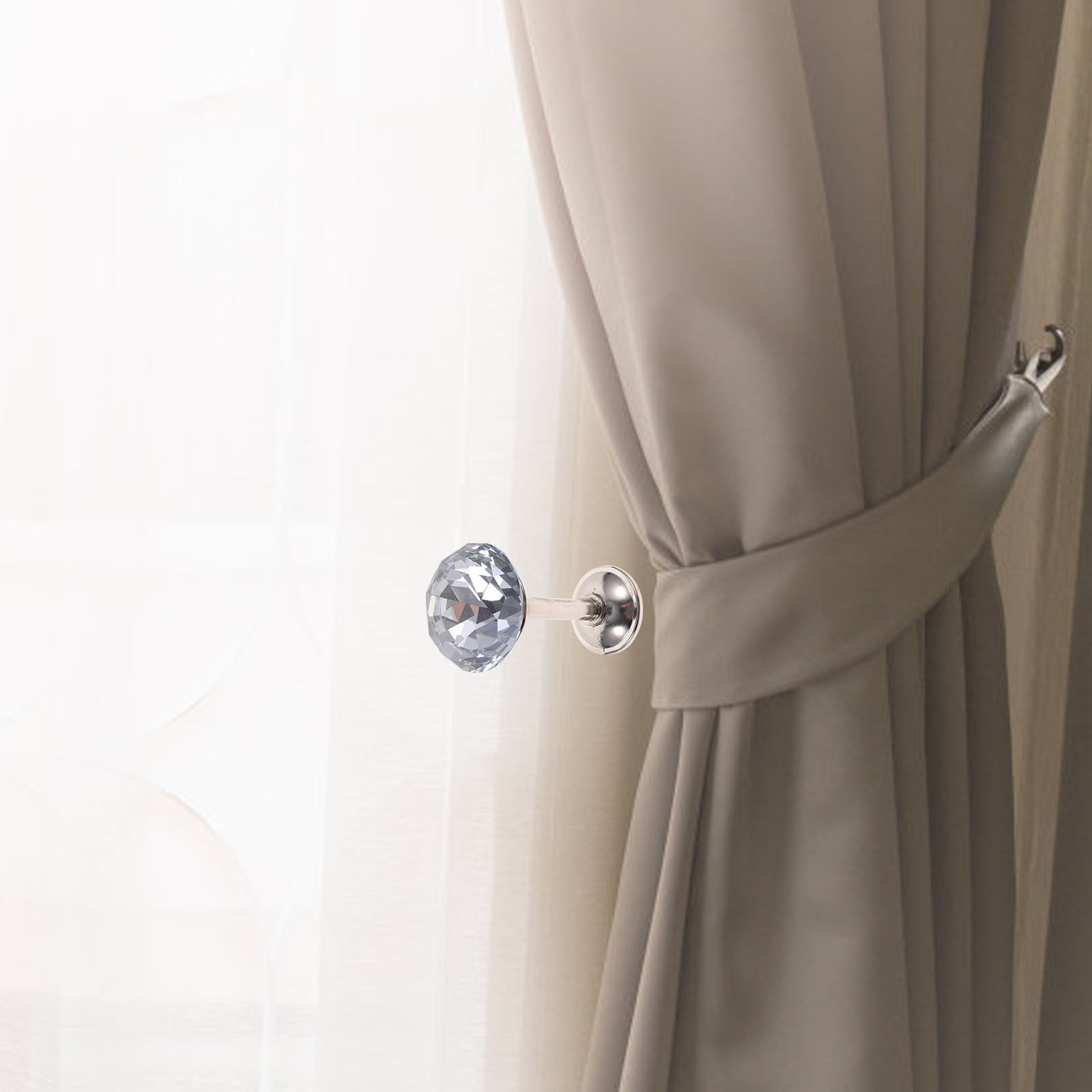 2Pcs Silver Curtains Tiebacks  - Wall Anchor Plastic 评论和价格